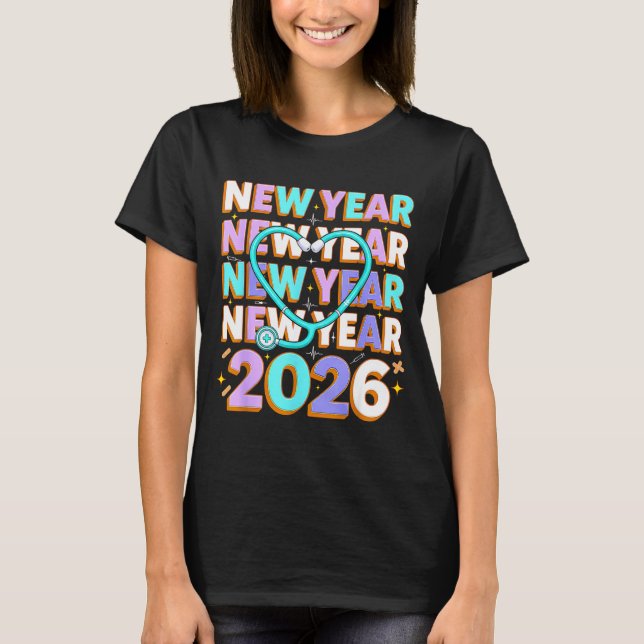 Happy New Year 2026 Coquette Bows New Years Nurse  T-Shirt (Vorderseite)