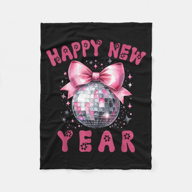 Happy New Year 2026 Coquette Nk Bow Disco Ball Wom Fleecedecke (Vorderseite)