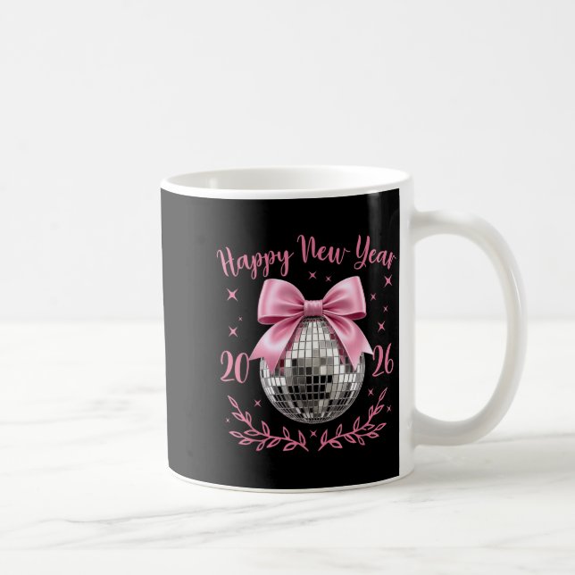 Happy New Year 2026 Coquette Nk Bow Disco Ball Wom Kaffeetasse (Rechts)