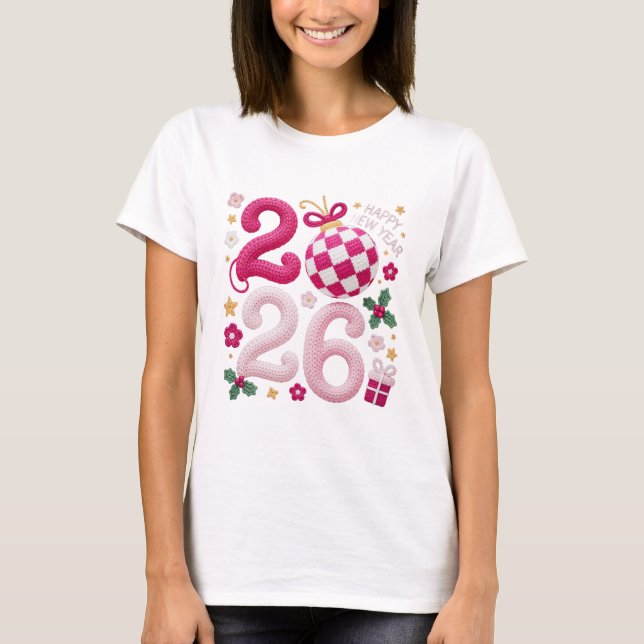 Happy New Year 2026, Crochet Yarn T-Shirt (Vorderseite)