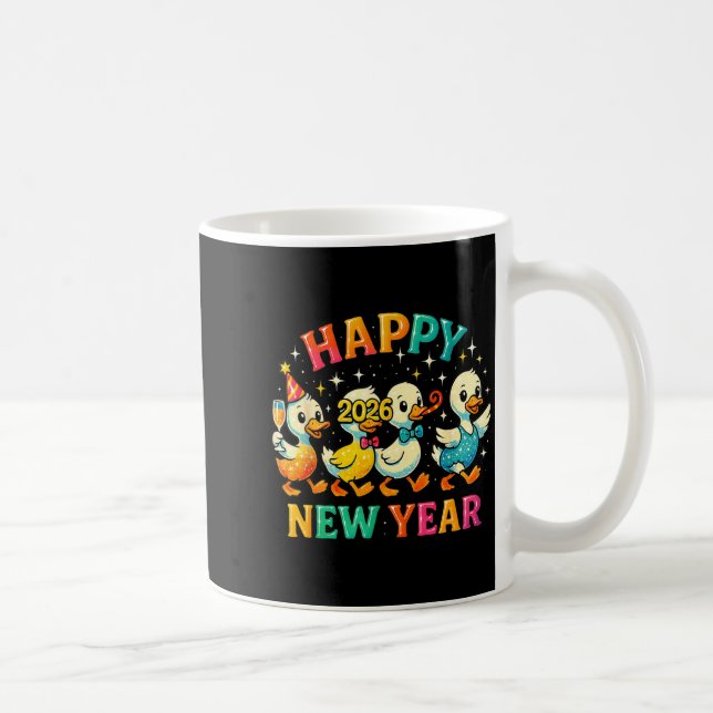 Happy New Year 2026 Cute Duck Party Gift  Kaffeetasse (Rechts)