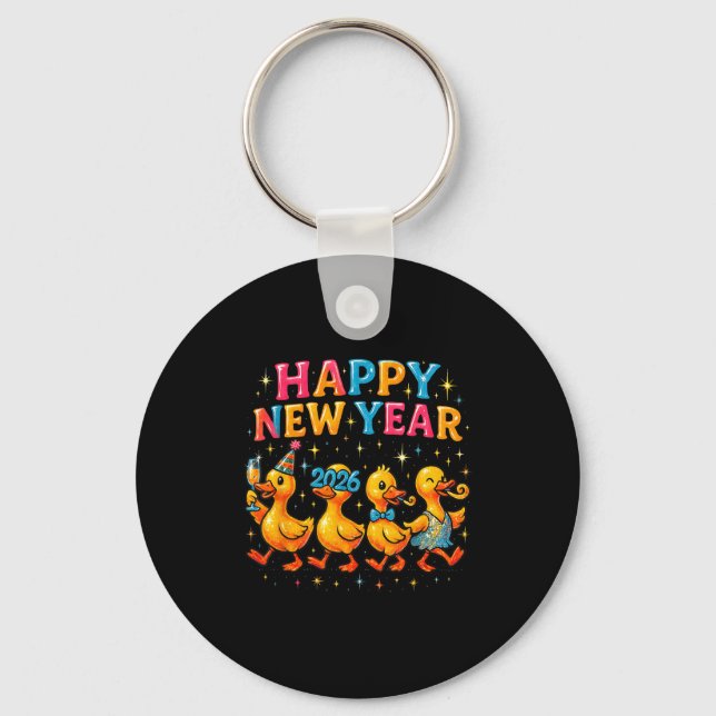 Happy New Year 2026 Cute Duck Party Gift  Schlüsselanhänger (Vorderseite)