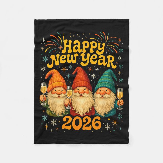 Happy New Year 2026 Cute Gnome Party Gift  Fleecedecke (Vorderseite)