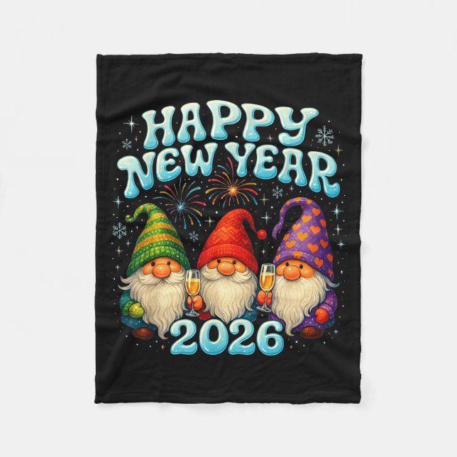 Happy New Year 2026 Cute Gnome Party Gift  Fleecedecke (Vorderseite)