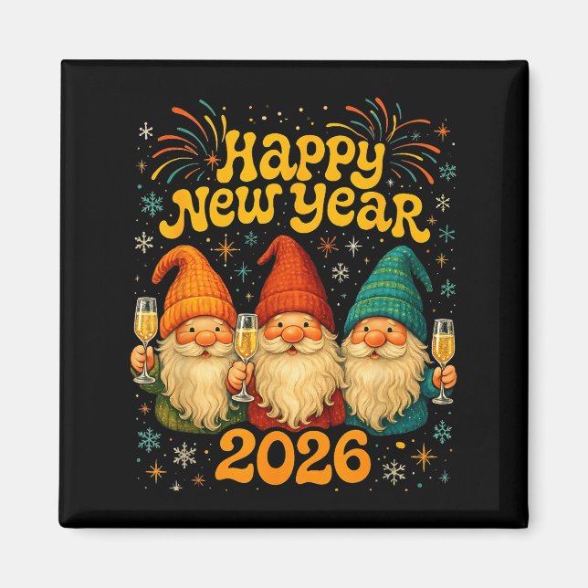 Happy New Year 2026 Cute Gnome Party Gift  Magnet (Vorne)