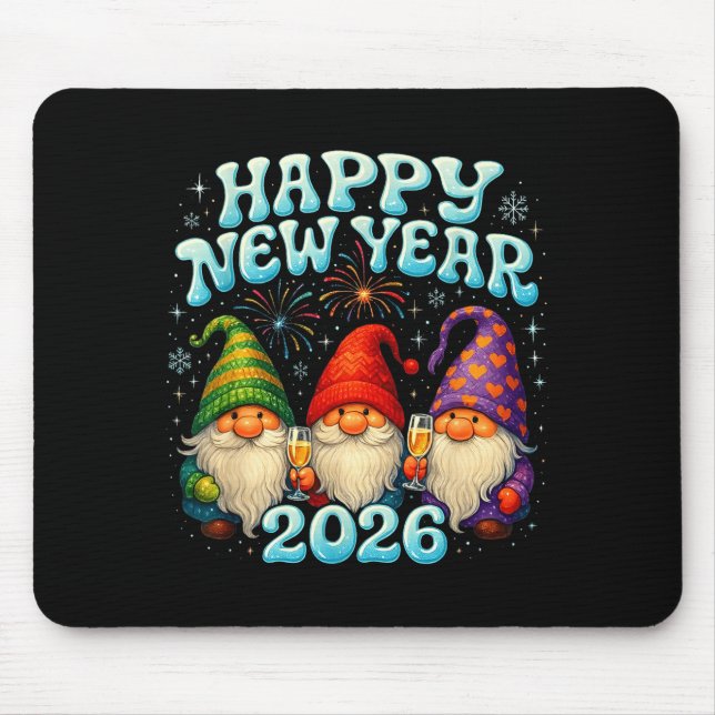 Happy New Year 2026 Cute Gnome Party Gift  Mousepad (Vorne)