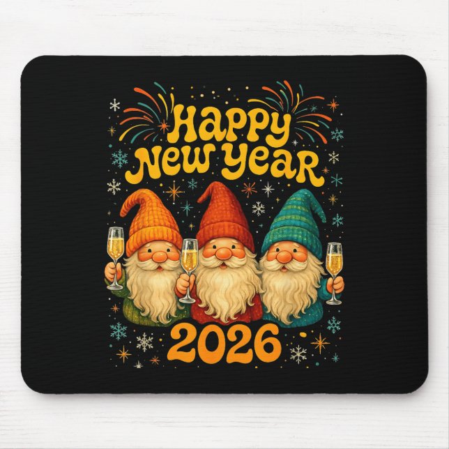 Happy New Year 2026 Cute Gnome Party Gift  Mousepad (Vorne)