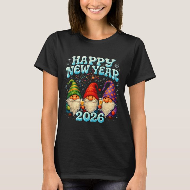 Happy New Year 2026 Cute Gnome Party Gift  T-Shirt (Vorderseite)