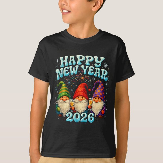 Happy New Year 2026 Cute Gnome Party Gift  T-Shirt (Vorderseite)