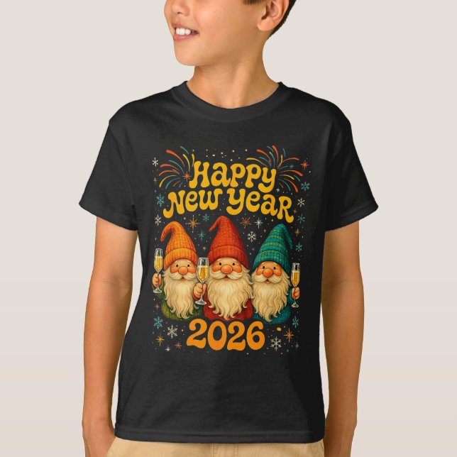 Happy New Year 2026 Cute Gnome Party Gift  T-Shirt (Vorderseite)