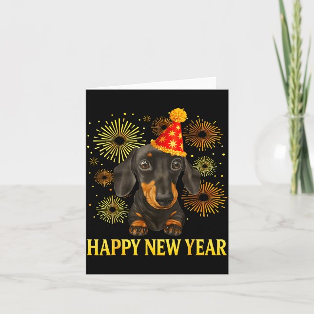 Happy New Year 2026 Dachshund Fireworks New Years  Karte (Vorderseite)