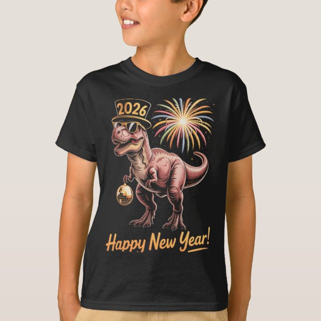 Happy New Year 2026 Dinosaur Funny Dino Tee For Ad (Vorderseite)