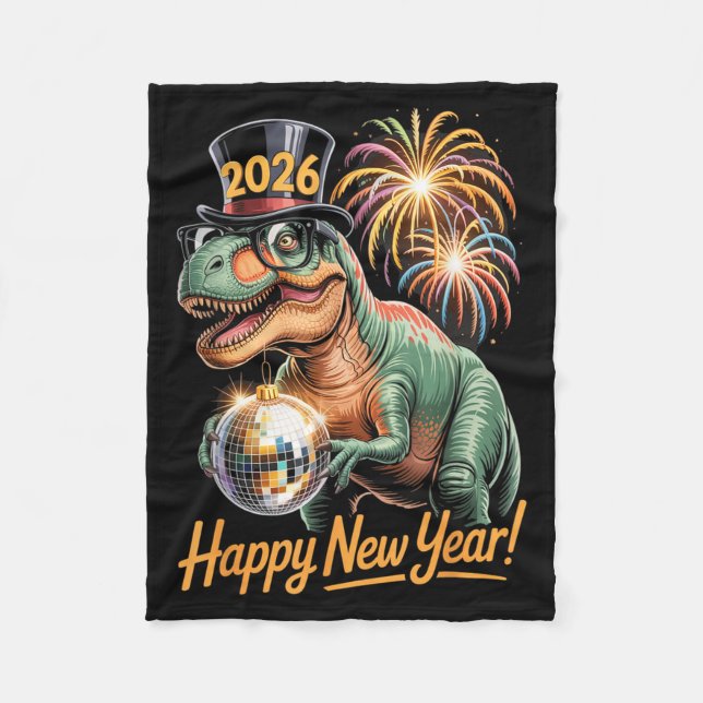 Happy New Year 2026 Dinosaur Funny T-rex Tee For K Fleecedecke (Vorderseite)
