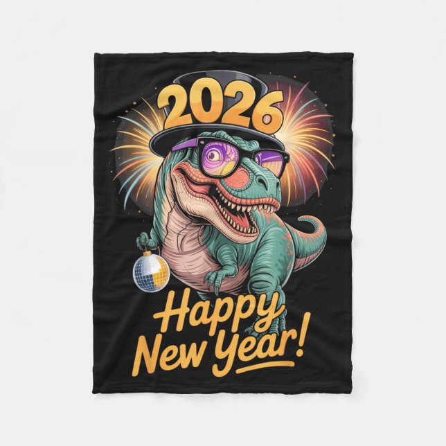 Happy New Year 2026 Dinosaur Funny T-rex Tee For K Fleecedecke (Vorderseite)