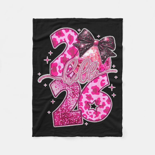 Happy New Year 2026 Disco Ball Bow New Year's Eve  Fleecedecke (Vorderseite)