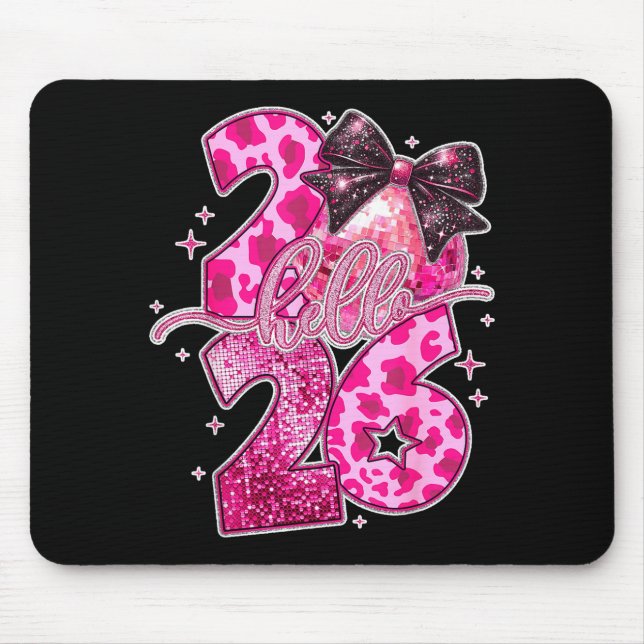 Happy New Year 2026 Disco Ball Bow New Year's Eve  Mousepad (Vorne)