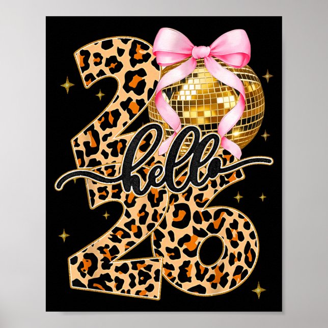 Happy New Year 2026 Disco Ball Bow New Year's Eve  Poster (Vorne)