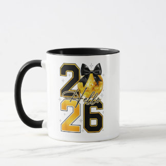 Happy New Year 2026 Disco Ball Bow New Year's Eve Tasse