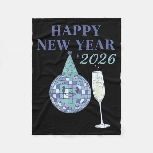 Happy New Year 2026 Disco Ball Celebration  Fleecedecke (Vorderseite)