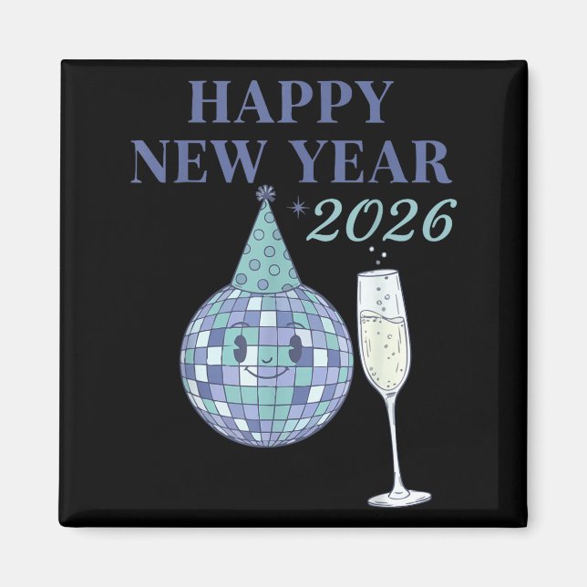 Happy New Year 2026 Disco Ball Celebration  Magnet (Vorne)