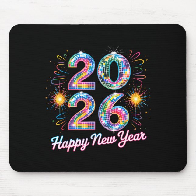Happy New Year 2026 Disco Ball Retro Family Matchi Mousepad (Vorne)