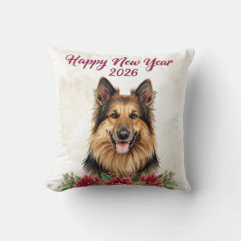 Happy New Year 2026 Dog Decor Kissen