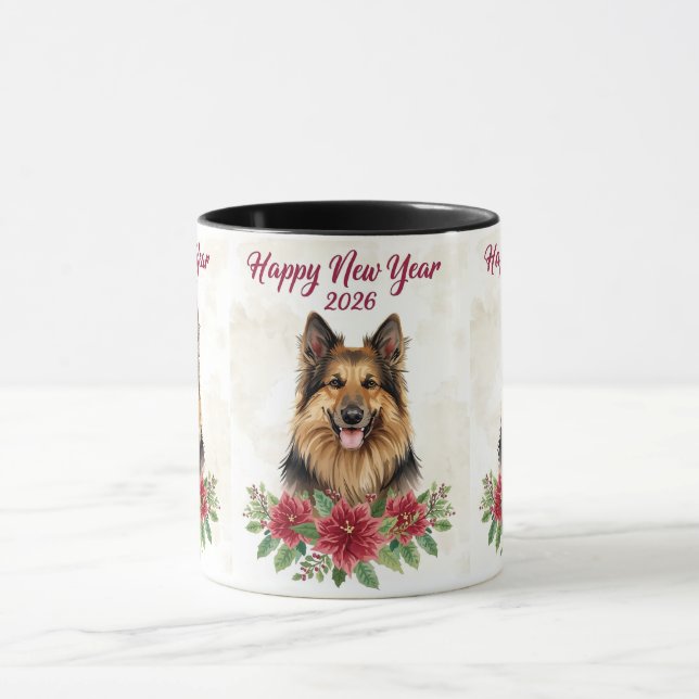 Happy New Year 2026 Dog Lover Mug Tasse (Zentrum)