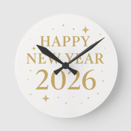 ✨ Happy New Year 2026 Elegant Gold Wall Clock | Mi Runde Wanduhr