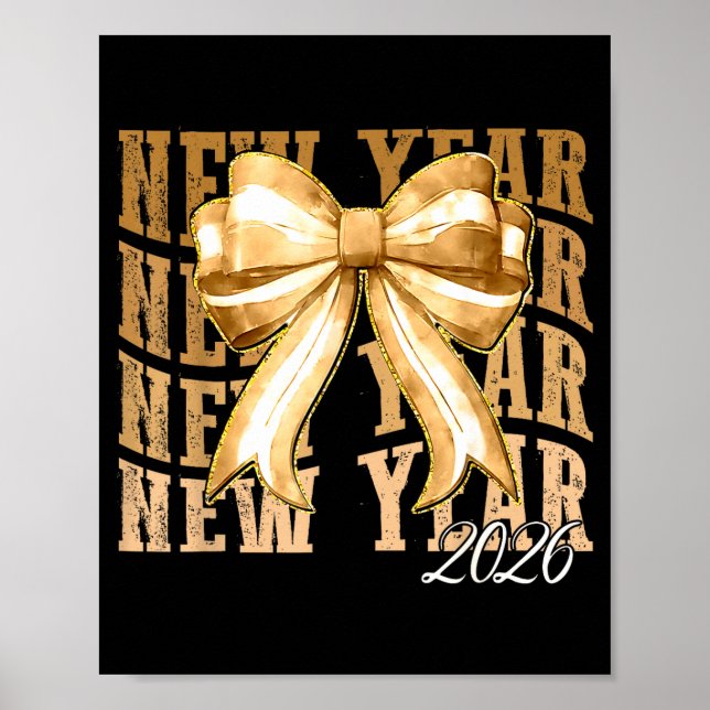 Happy New Year 2026 Eve Coquette Party Golden Fami Poster (Vorne)