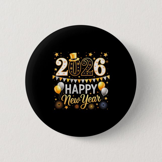 Happy New Year 2026 Family Matching New Year Firew Button (Vorderseite)