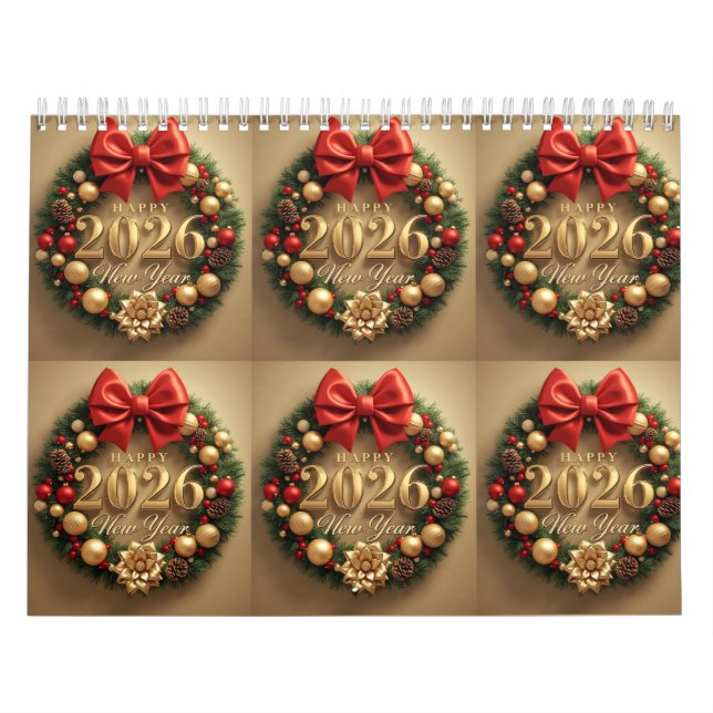 happy new year 2026 festive wreath  kalender (Titelbild)