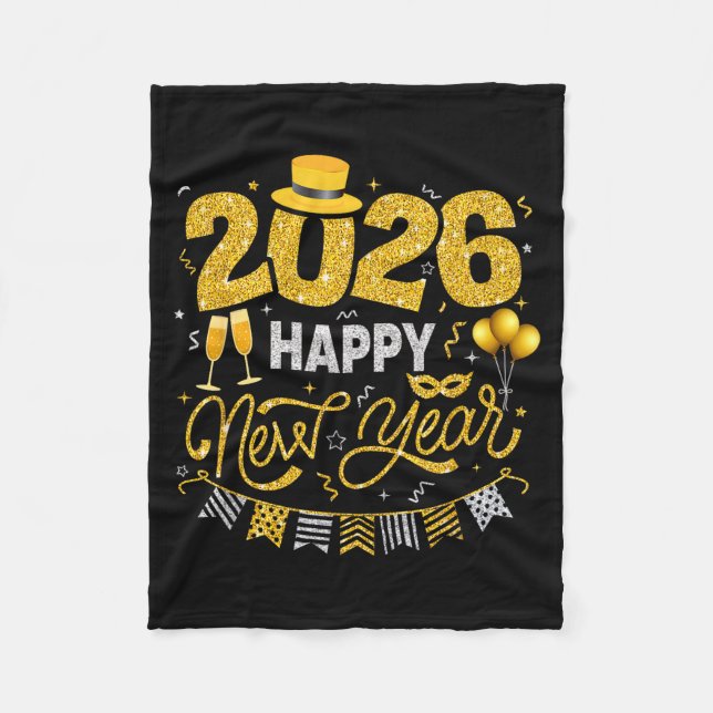 Happy New Year 2026 Fireworks Countdown New Years  Fleecedecke (Vorderseite)