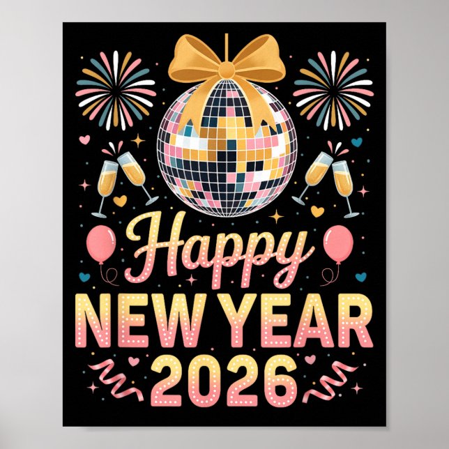 Happy New Year 2026 Fireworks New Year's Eve Party Poster (Vorne)