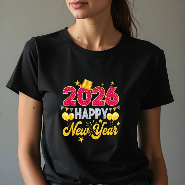 Happy New Year 2026 Fireworks Party Comfort T-Shirt (Von Creator hochgeladen)