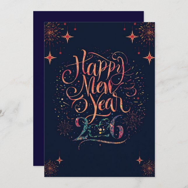 Happy new year 2026 Flat Card (Vorne/Hinten)