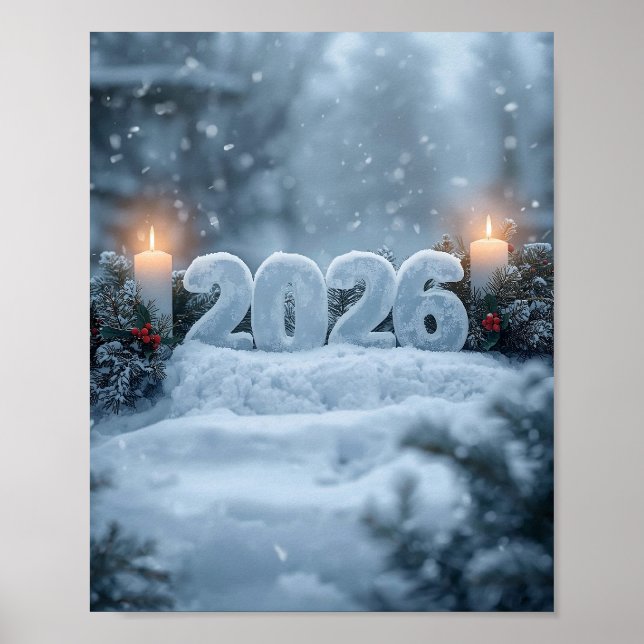 happy new year 2026 frosty winter poster (Vorne)
