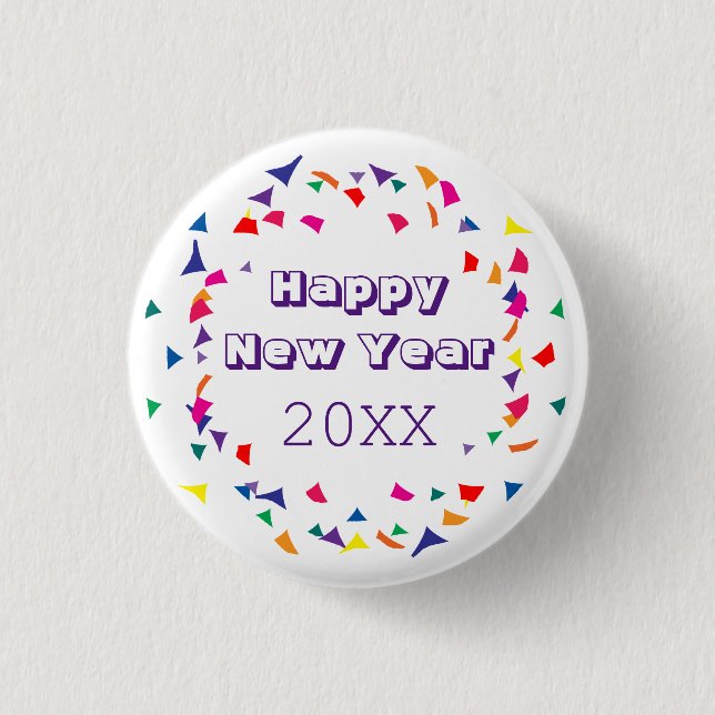 Happy New Year 2026 Fun Colorful Confetti Button (Vorderseite)