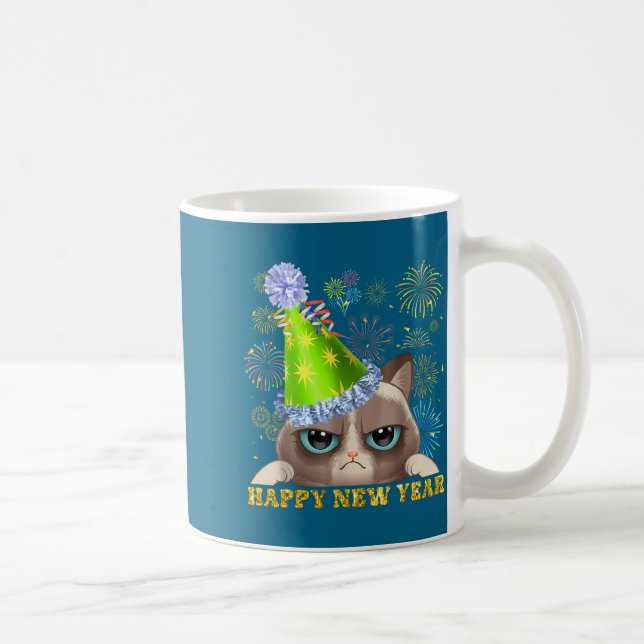 Happy New Year 2026 Funny Cat New Year's Eve Hat G Kaffeetasse (Rechts)
