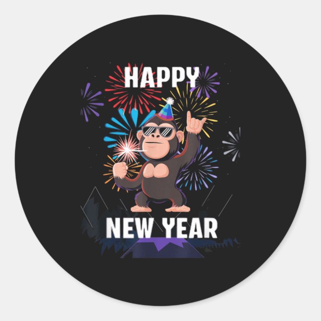 Happy New Year 2026 Funny Kids Bigfoot Lovers Part Runder Aufkleber (Vorderseite)