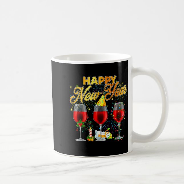 Happy New Year 2026 Gles Of Wine Fireworks New Yea Kaffeetasse (Rechts)
