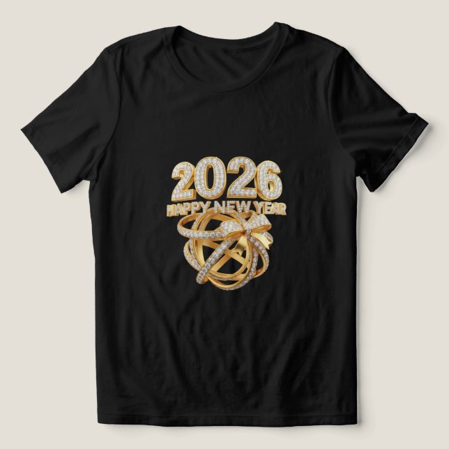 Happy New Year 2026 Glitter Tee for Women (Design Vorderseite)
