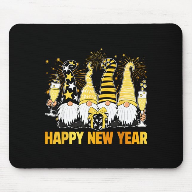Happy New Year 2026 Gnomes Drinking Champagne New  Mousepad (Vorne)