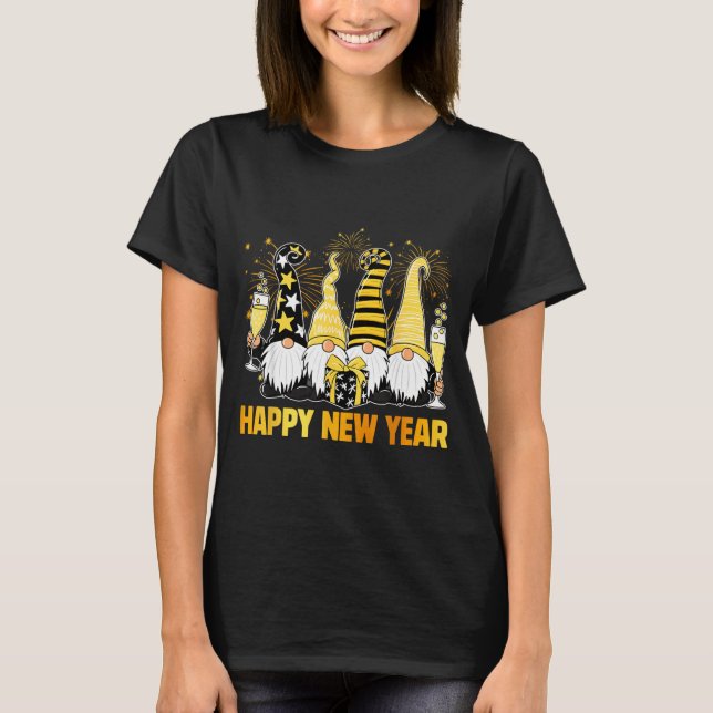 Happy New Year 2026 Gnomes Drinking Champagne New  T-Shirt (Vorderseite)