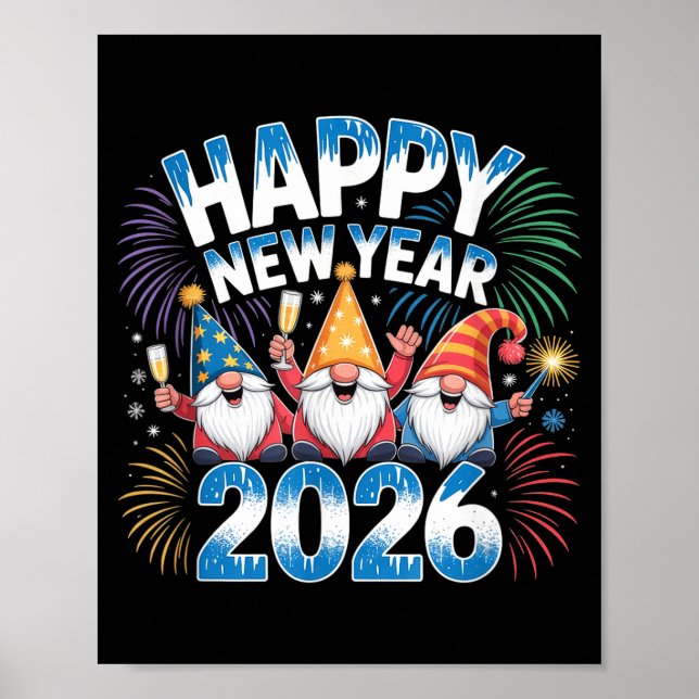 Happy New Year 2026 Gnomes Family Party New Years  Poster (Vorne)