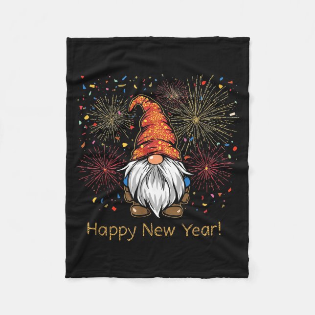 Happy New Year 2026 Gnomes Fireworks Confetti  Fleecedecke (Vorderseite)