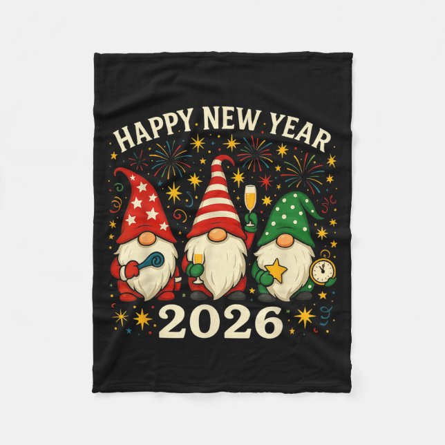 Happy New Year 2026 Gnomes Fireworks Party  Fleecedecke (Vorderseite)