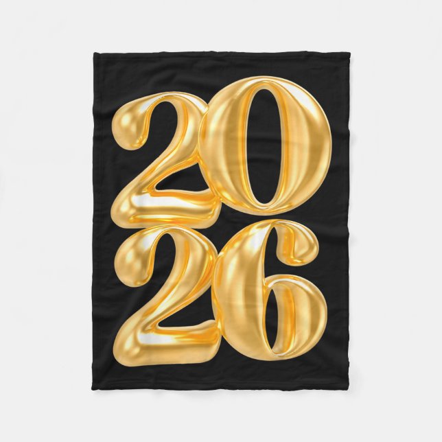 Happy New Year 2026 Gold Confetti Ballon Party Fa Fleecedecke (Vorderseite)