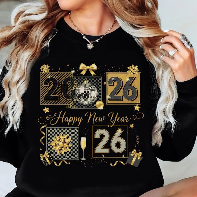 Happy New Year 2026 Gold Glitter Celebration Sweatshirt (Von Creator hochgeladen)