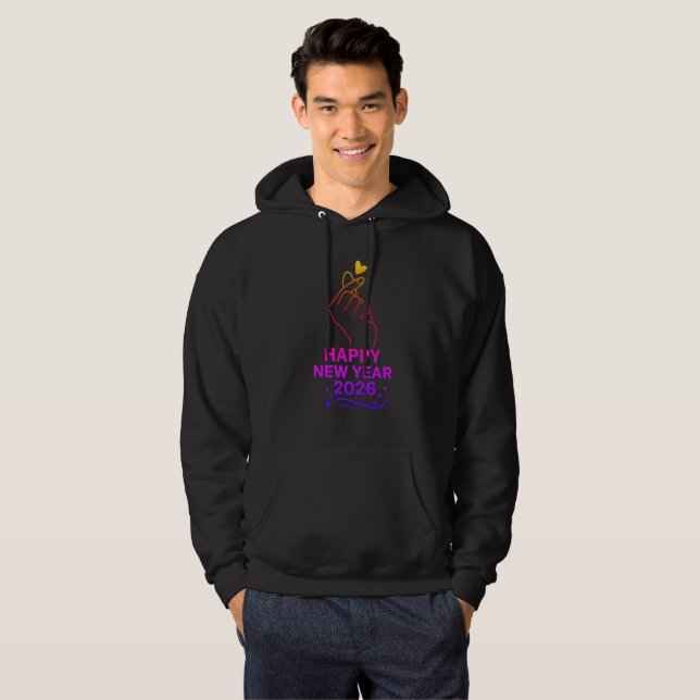 Happy New Year 2026 Gold Hand Heart Hoodie (Vorne ganz)