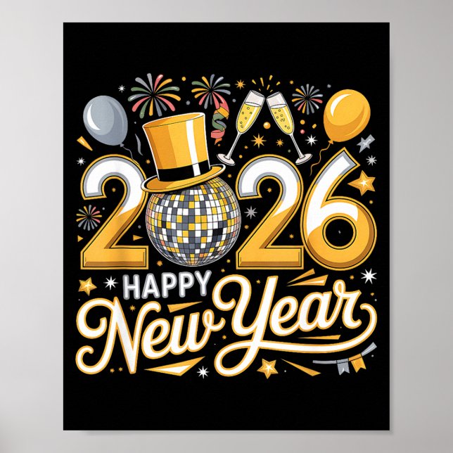 Happy New Year 2026 Gold Party Celebration Gift  Poster (Vorne)